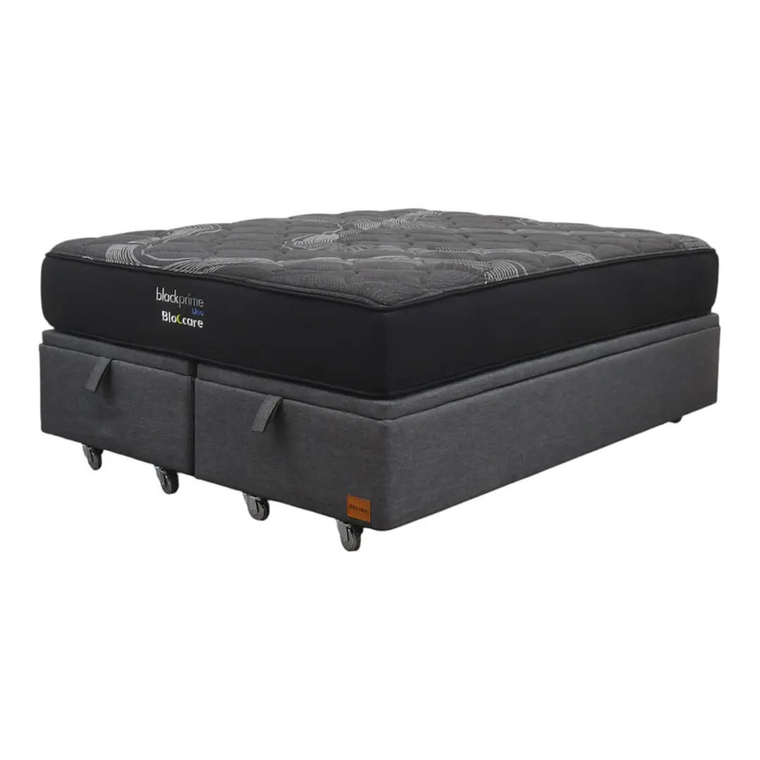 Cama Baul King + Colchon Black Prime - Modelo Uno / Ruedas A Eleccion (Gris) 6