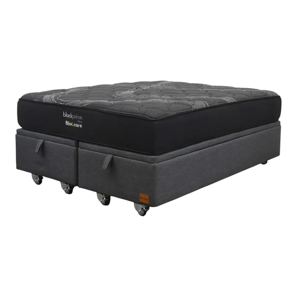 Cama Baul King + Colchon Black Prime - Modelo Uno / Ruedas A Eleccion (Gris) 9