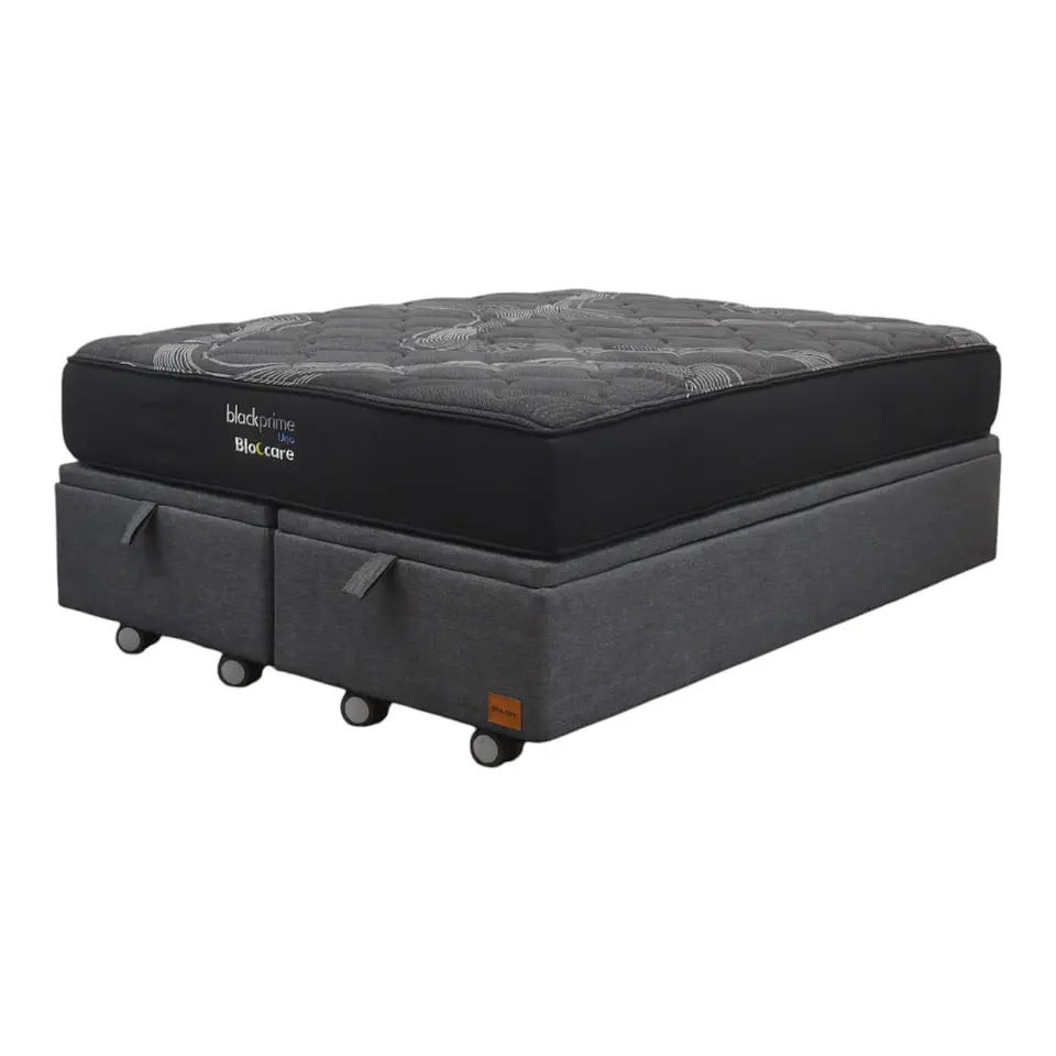 Cama Baul King + Colchon Black Prime - Modelo Uno / Ruedas A Eleccion (Gris) 3
