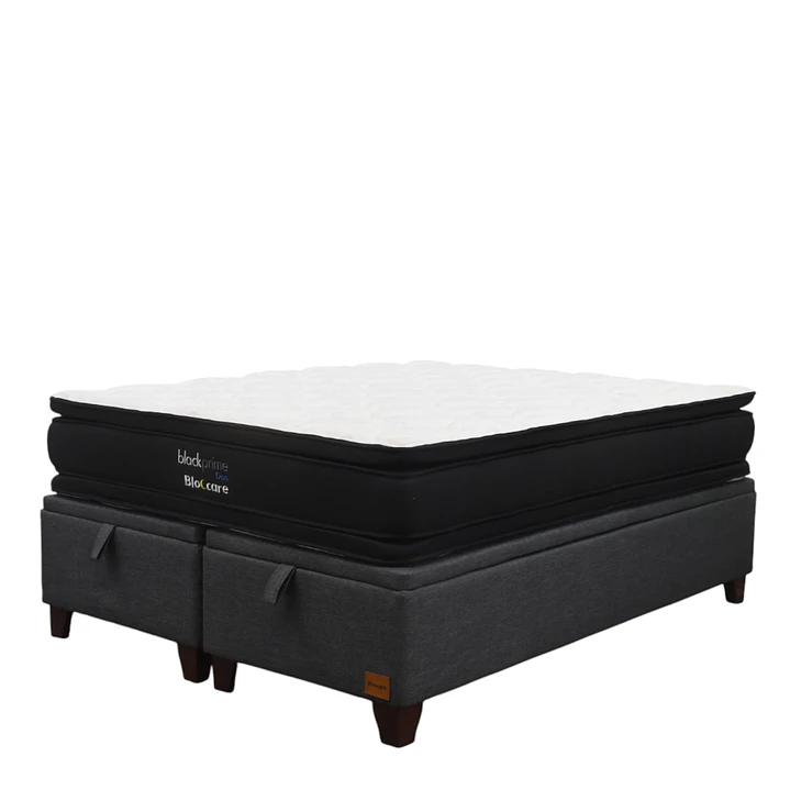 Cama Baul King + Colchon Black Prime - Modelo Dos / Con Patas De Madera 7