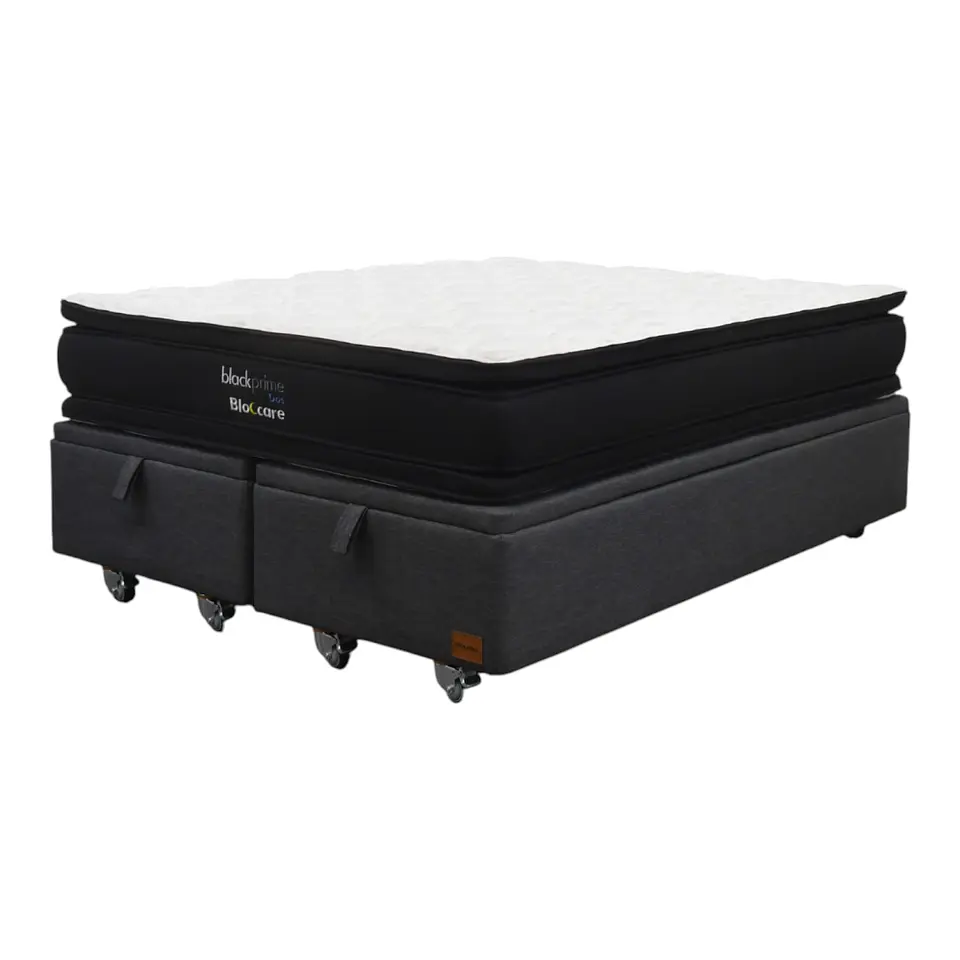 Cama Baul 2 Plaza + Colchon Black Prime - Modelo Dos / Ruedas A Eleccion (Gris) 9