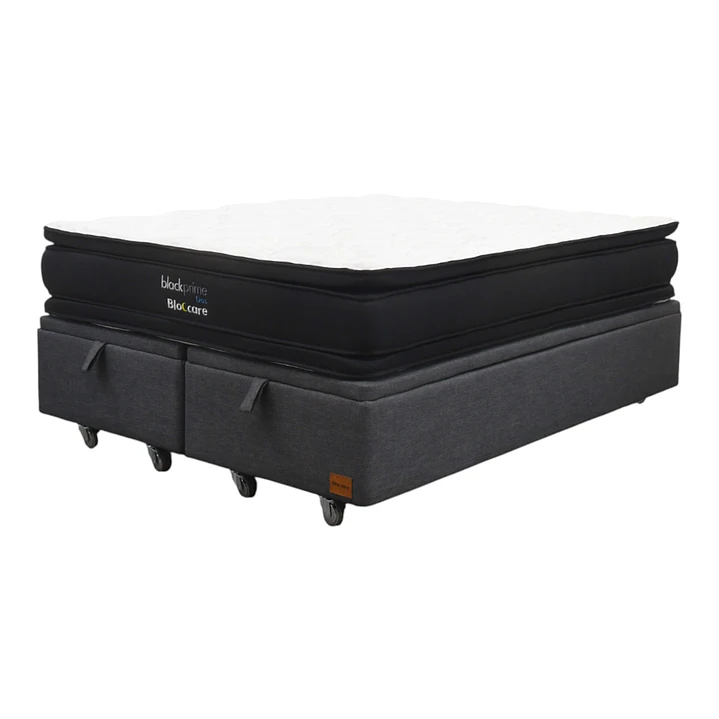 Cama Baul 2 Plaza + Colchon Black Prime - Modelo Dos / Ruedas A Eleccion (Gris) 6