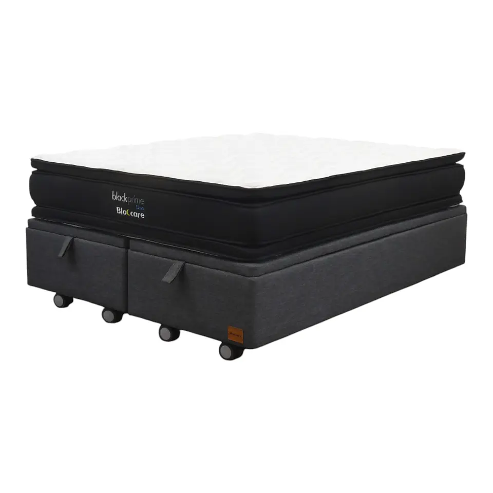 Cama Baul 2 Plaza + Colchon Black Prime - Modelo Dos / Ruedas A Eleccion (Gris) 3