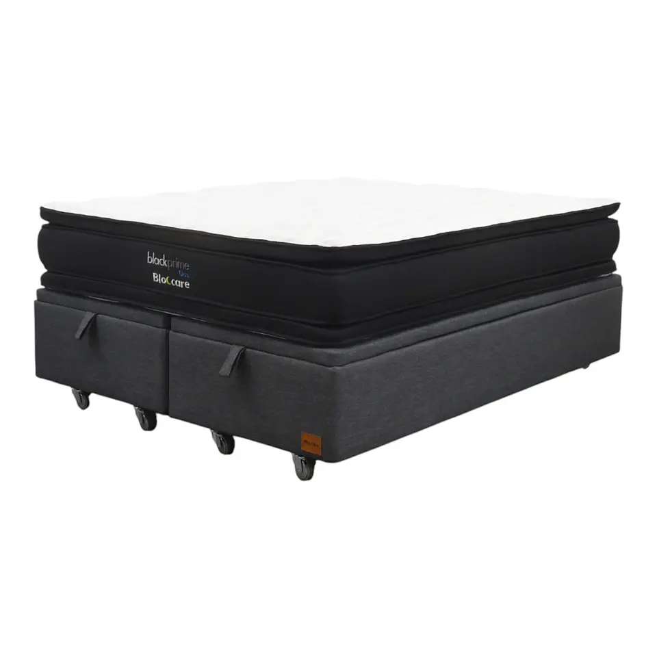 Cama Baul Super King + Colchon Black Prime - Modelo Dos / Ruedas A Eleccion (Gris) 3