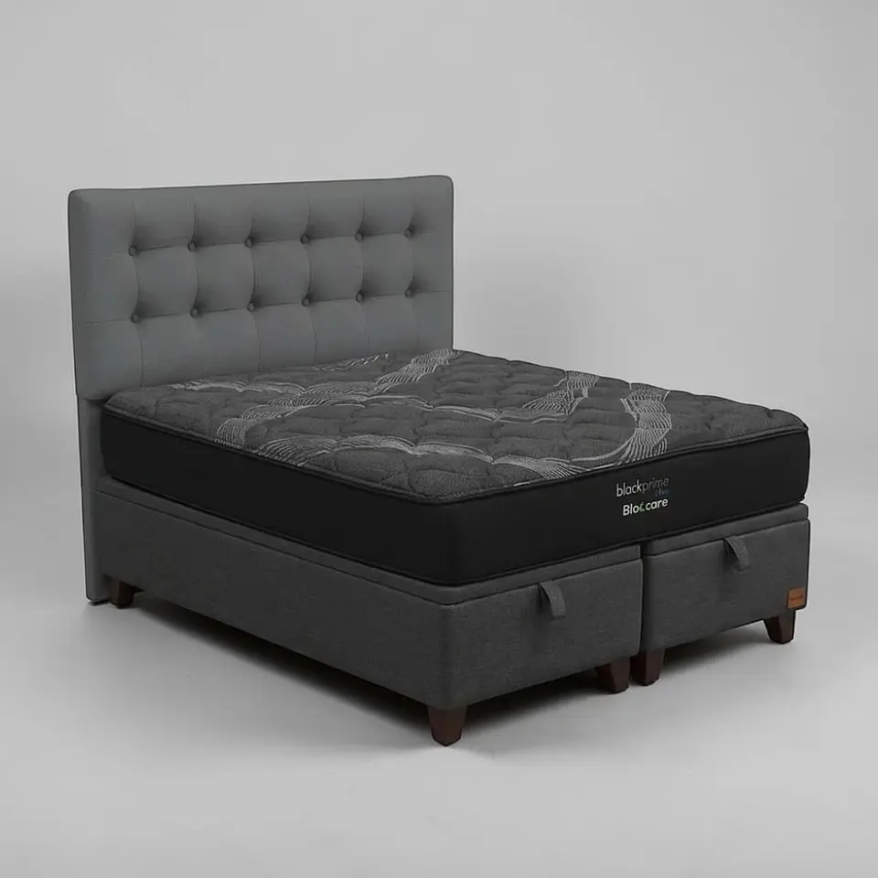 Cama Baul 2 Plazas / Colchon black prime + Respaldo BOTONNE PREMIUM 4