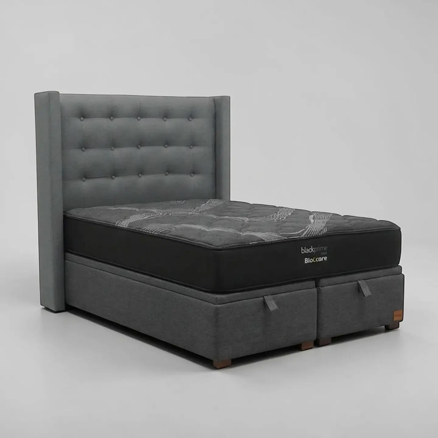 Cama Baul 2 Plazas / Colchon black prime + Respaldo BOTONNE PREMIUM 7