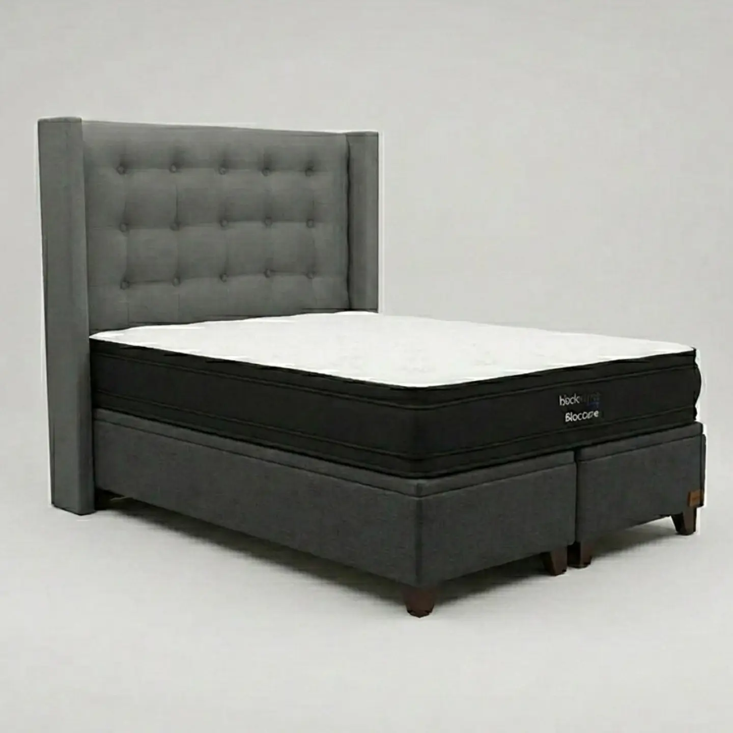Cama Baul 2 Plazas / Colchon black prime + Respaldo BOTONNE PREMIUM 19