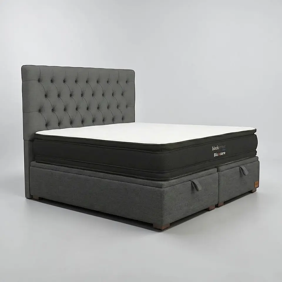 Cama Baul 2 Plazas / Colchon black prime + Respaldo CAPITONNE PREMIUM 12