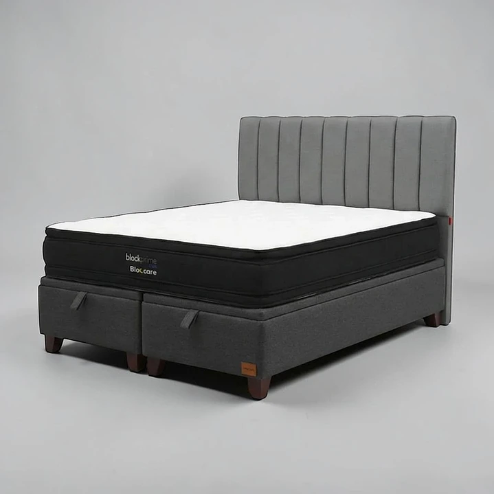 Cama Baul 2 Plazas / Colchon black prime + Respaldo TUBULAR 14
