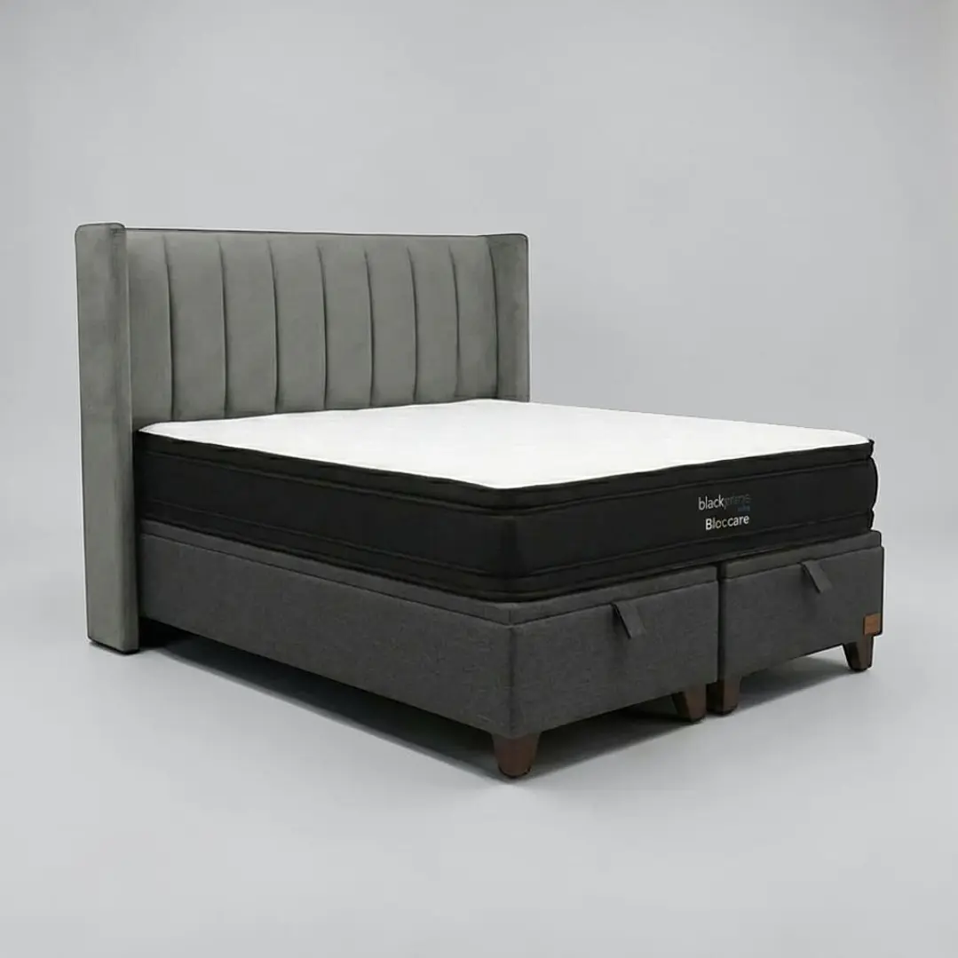 Cama Baul 2 Plazas / Colchon black prime + Respaldo TUBULAR 18