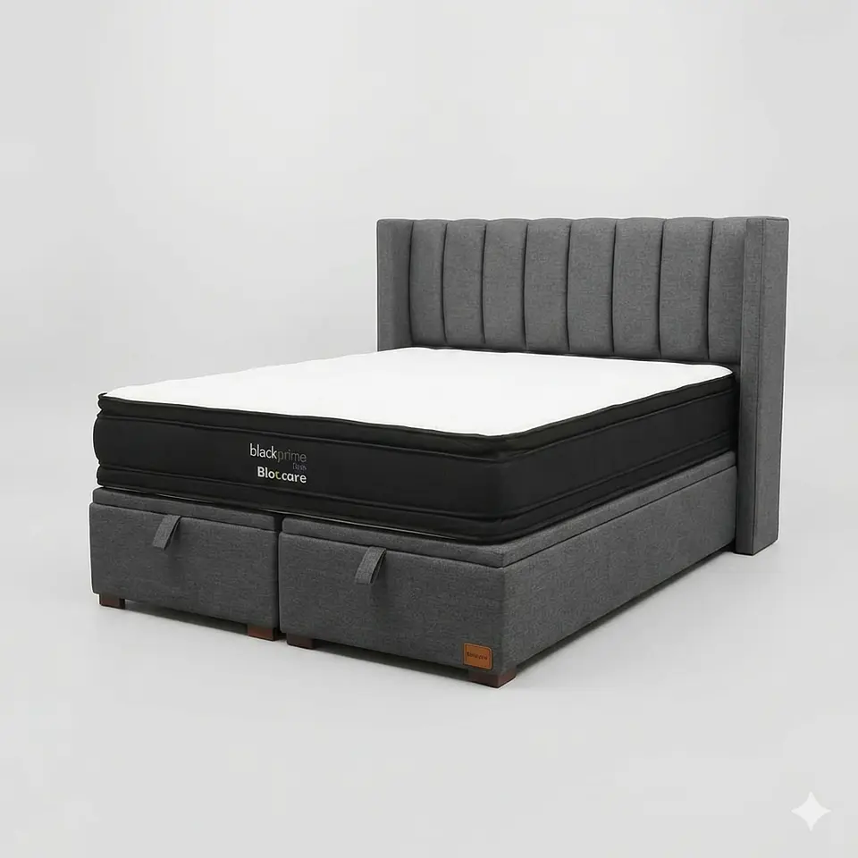 Cama Baul 2 Plazas / Colchon black prime + Respaldo TUBULAR 16