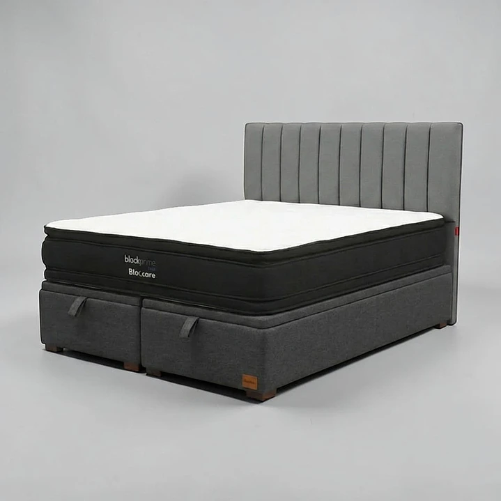 Cama Baul King / Colchon black prime + Respaldo TUBULAR 12