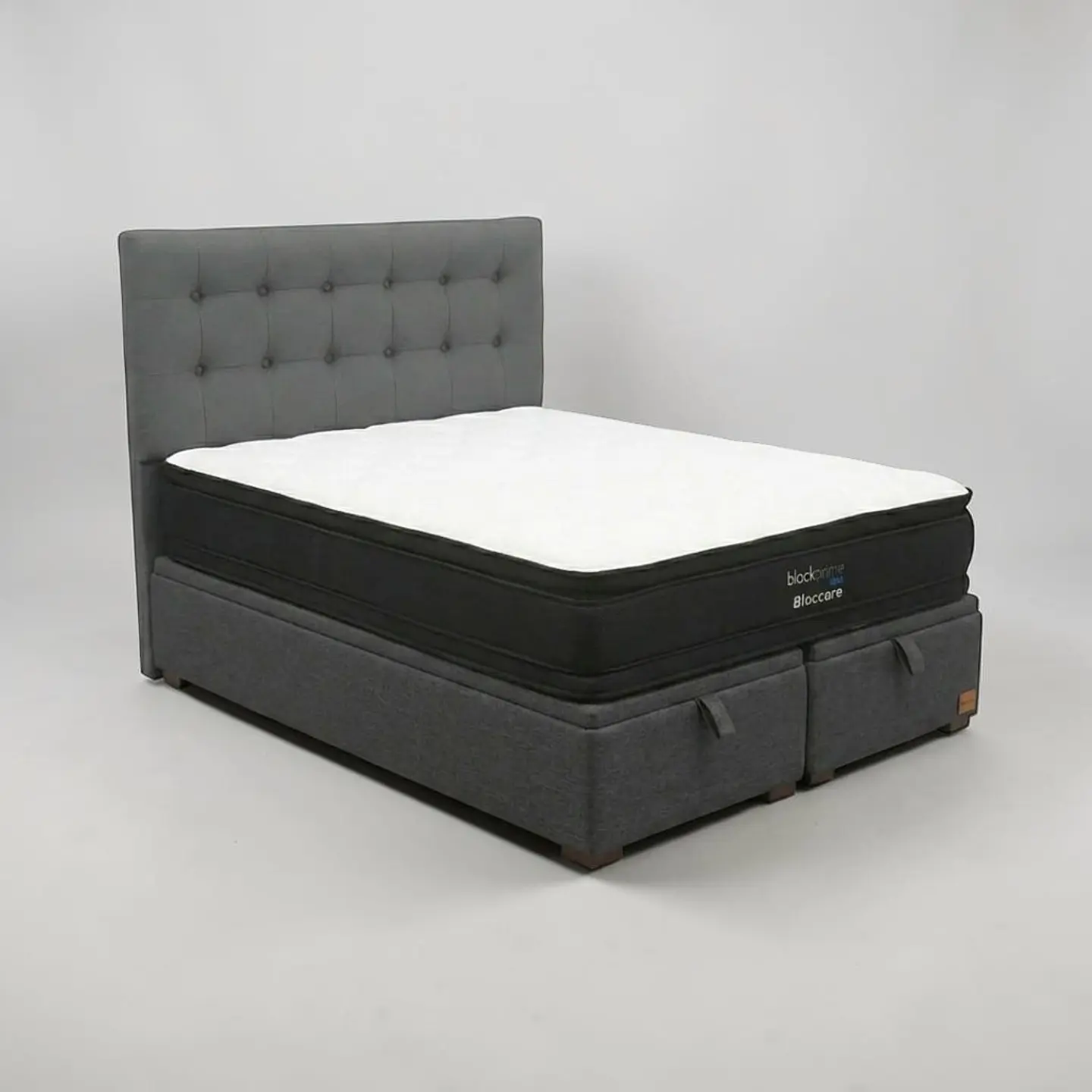 Cama Baul King / Colchon black prime + Respaldo BOTONNE PREMIUM 12