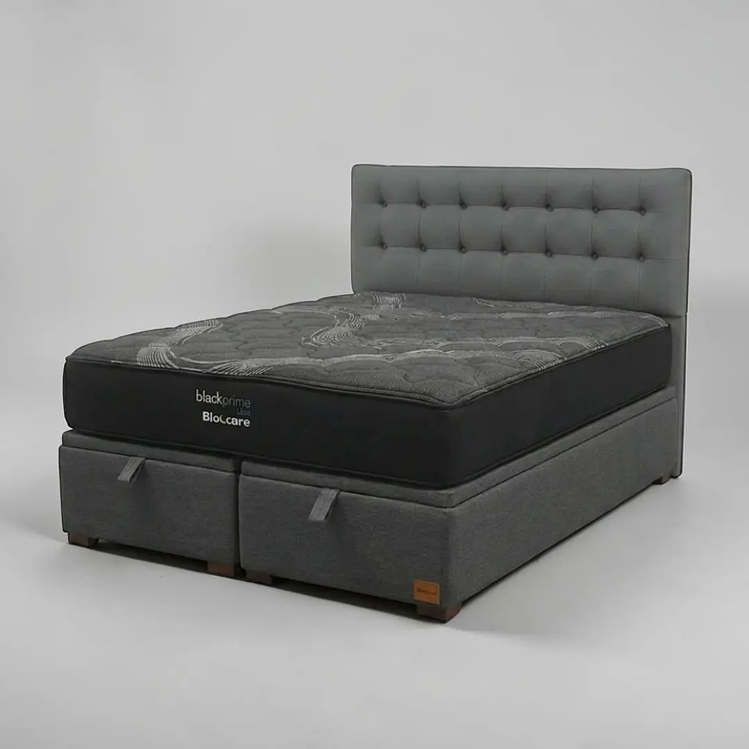 Cama Baul Super King / Colchon black prime + Respaldo BOTONNE PREMIUM 2