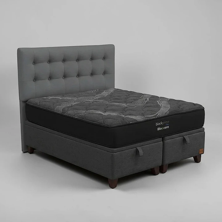 Cama Baul Super King / Colchon black prime + Respaldo BOTONNE PREMIUM 4