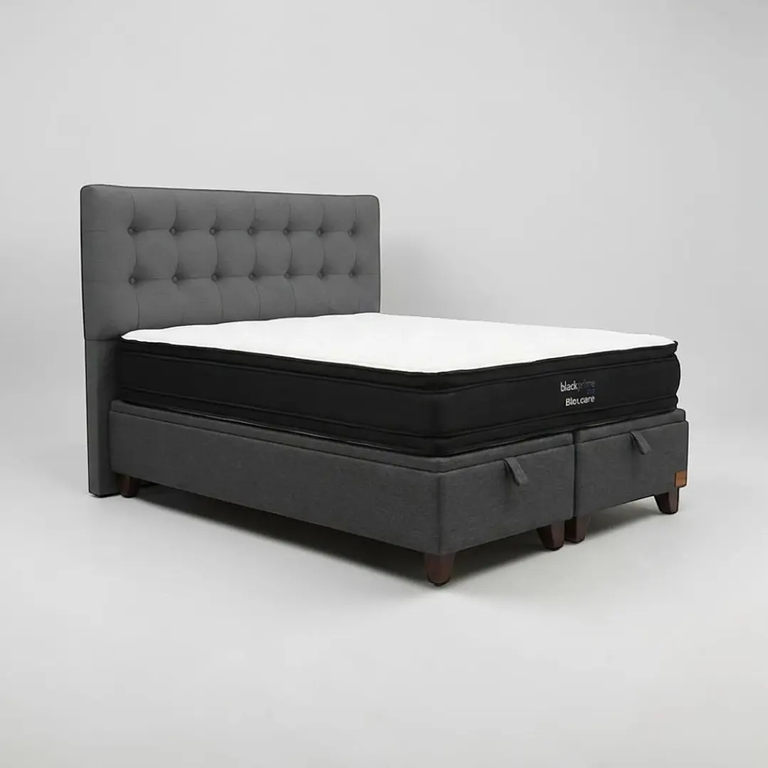 Cama Baul Super King / Colchon black prime + Respaldo BOTONNE PREMIUM 14