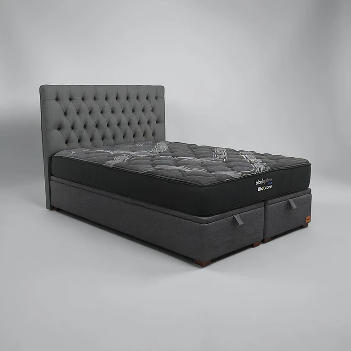 Cama Baul King / Colchon black prime + Respaldo CAPITONNE PREMIUM 2