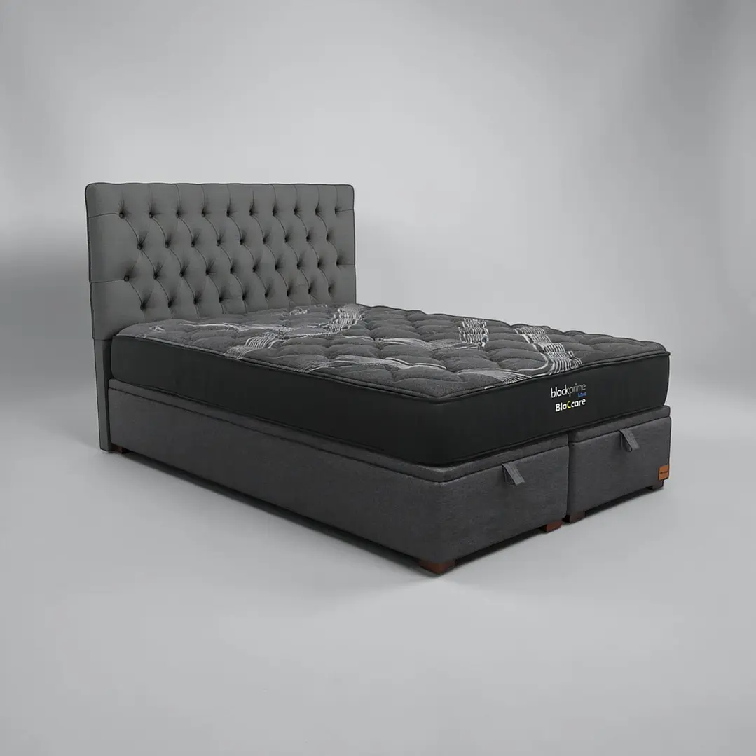 Cama Baul Super King / Colchon black prime + Respaldo CAPITONNE PREMIUM 2