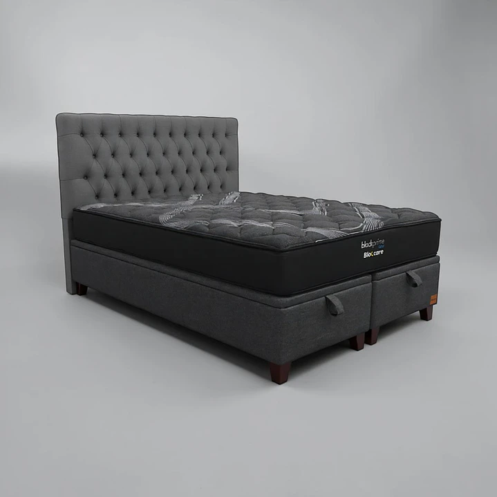 Cama Baul Super King / Colchon black prime + Respaldo CAPITONNE PREMIUM 4