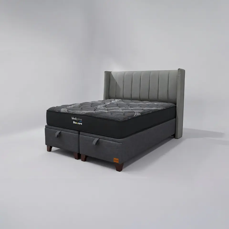 Cama Baul Super King / Colchon black prime + Respaldo TUBULAR 9