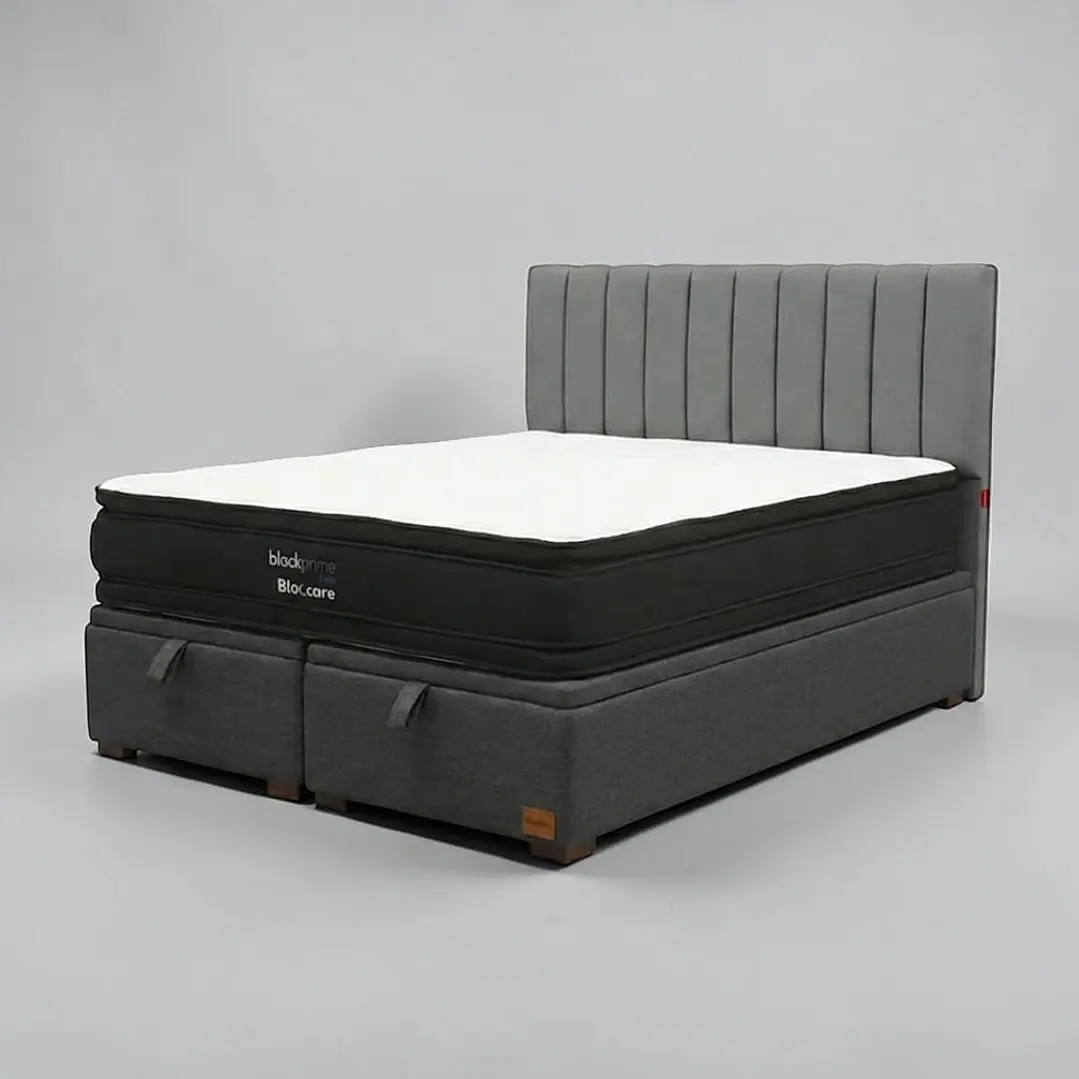 Cama Baul Super King / Colchon black prime + Respaldo TUBULAR 12