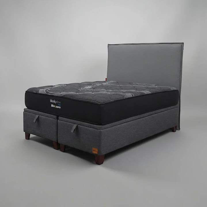 Cama Baul King / Colchon black prime + Respaldo LISO 4