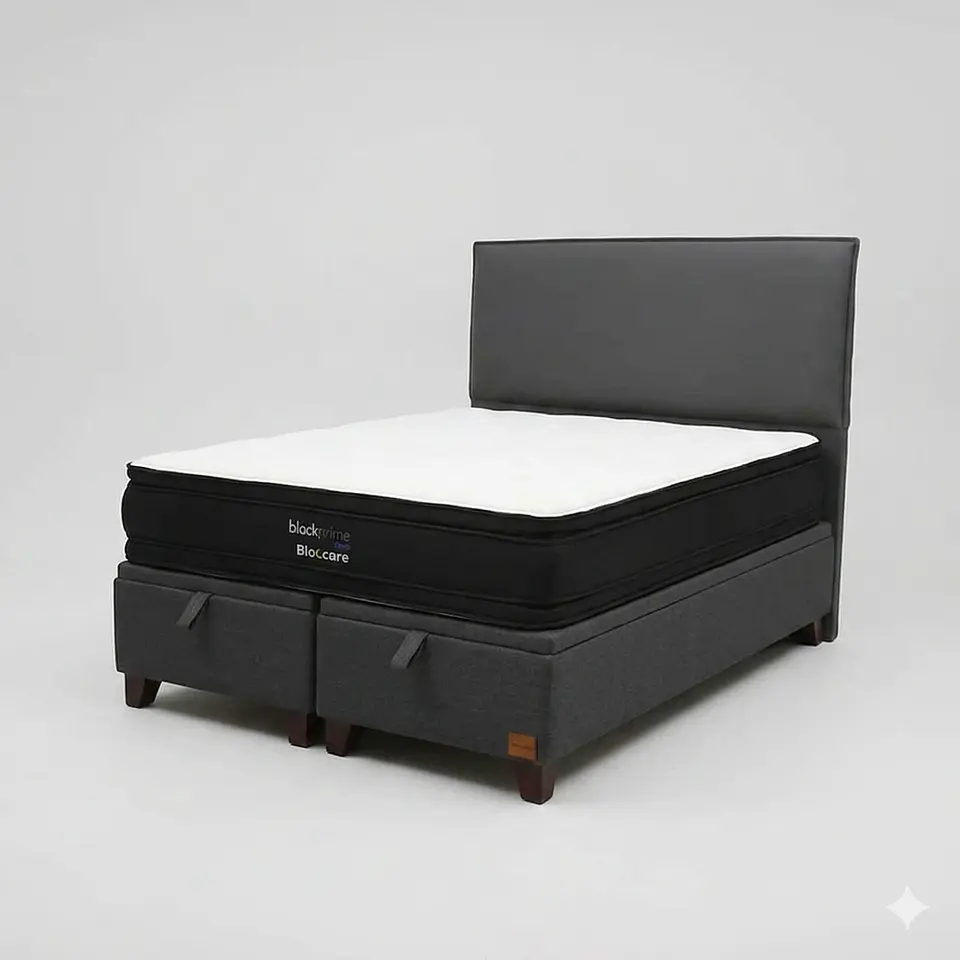 Cama Baul 2 Plazas / Colchon black prime + Respaldo LISO  8