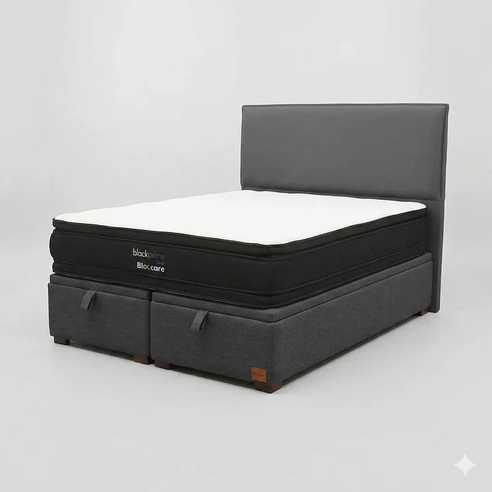 Cama Baul 2 Plazas / Colchon black prime + Respaldo LISO  6