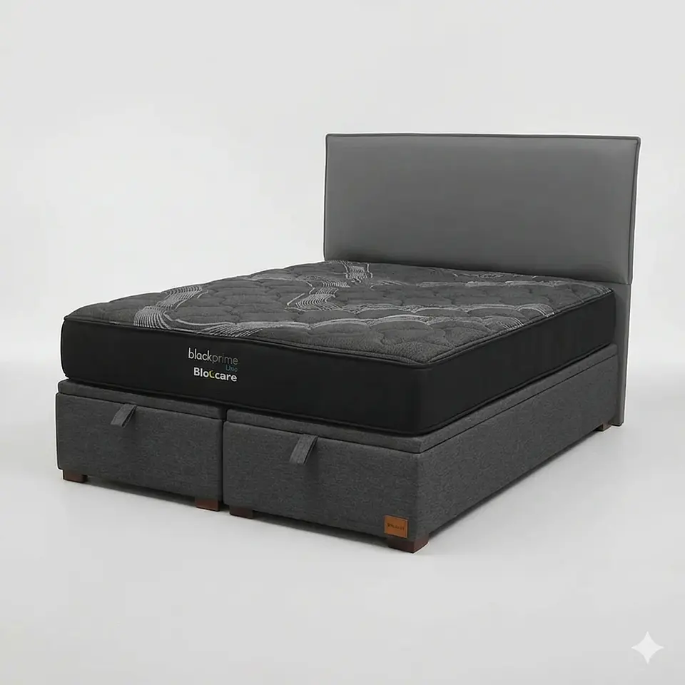 Cama Baul 2 Plazas / Colchon black prime + Respaldo LISO  2