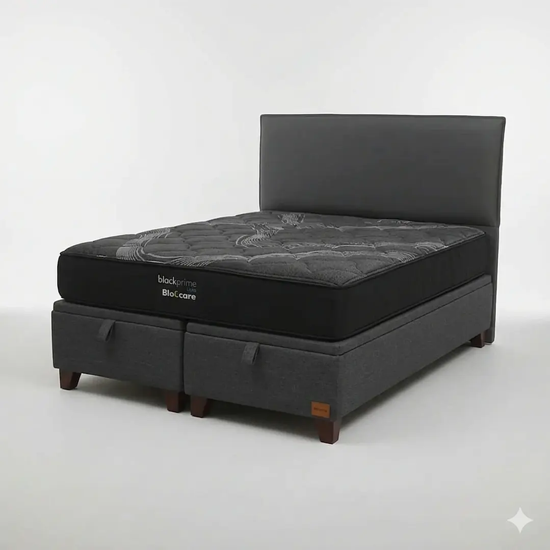 Cama Baul 2 Plazas / Colchon black prime + Respaldo LISO  4