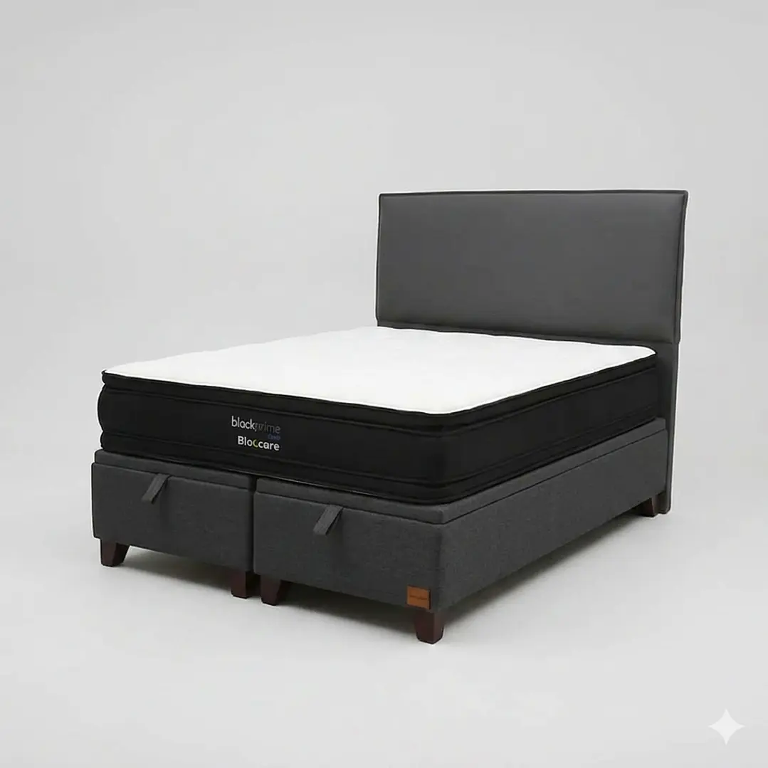 Cama Baul King / Colchon black prime + Respaldo LISO  8