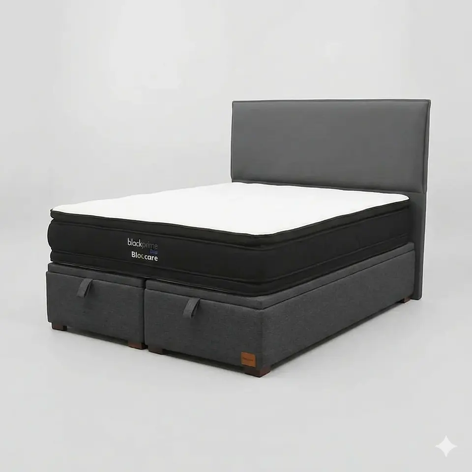 Cama Baul Super King / Colchon black prime + Respaldo LISO 6