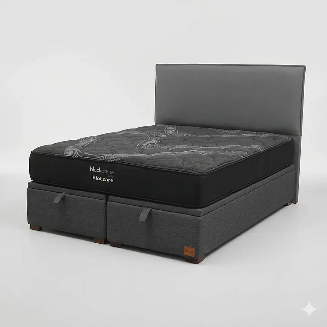 Cama Baul Super King / Colchon black prime + Respaldo LISO 2