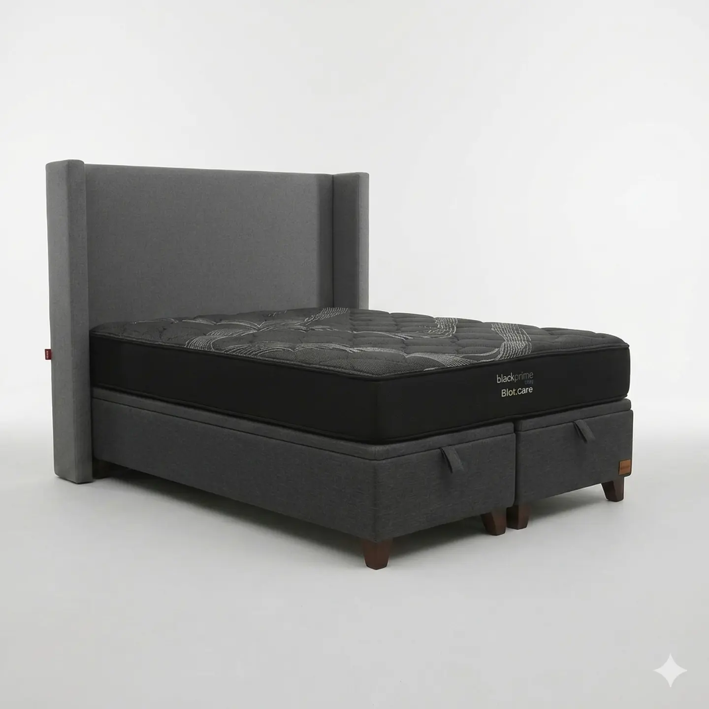 Cama Baul King / Colchon black prime + Respaldo LISO Removible y Lavable 13