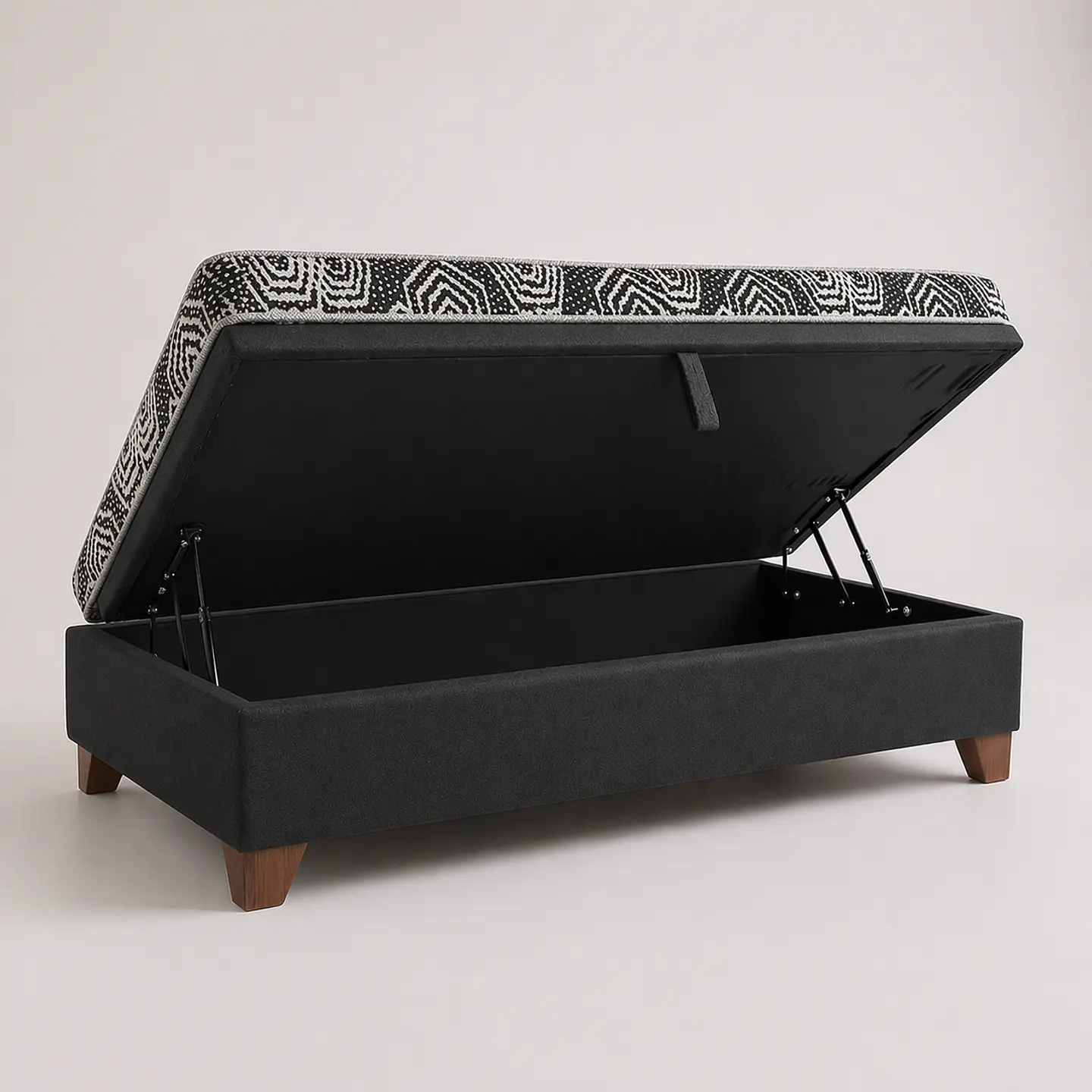 Cama Baul 1 Plaza + Colchon Modelo Ideal  / Con Patas De Madera (Negro) 4