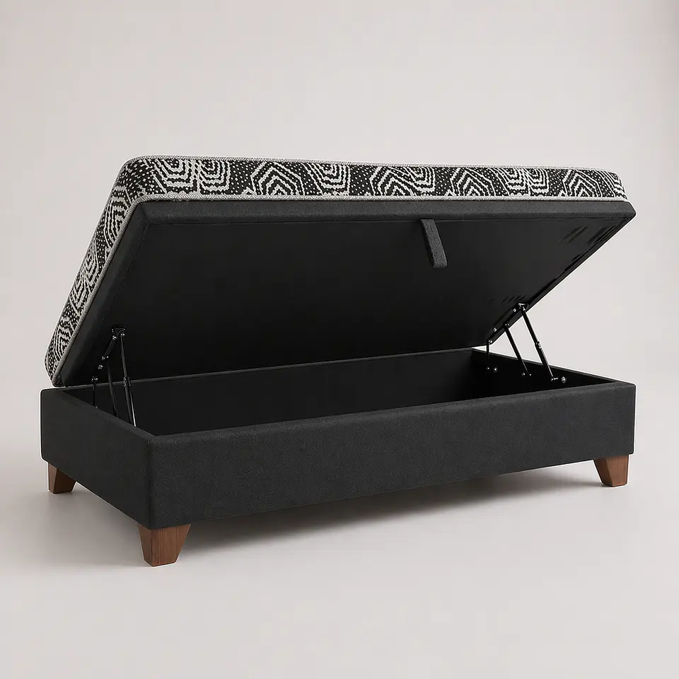 Cama Baul 1 Plaza + Colchon Modelo Ideal  / Con Patas De Madera (Negro) 4