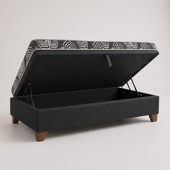 Cama Baul 1.5 Plaza + Colchon Modelo Ideal  / Con Patas De Madera (Negro) 4