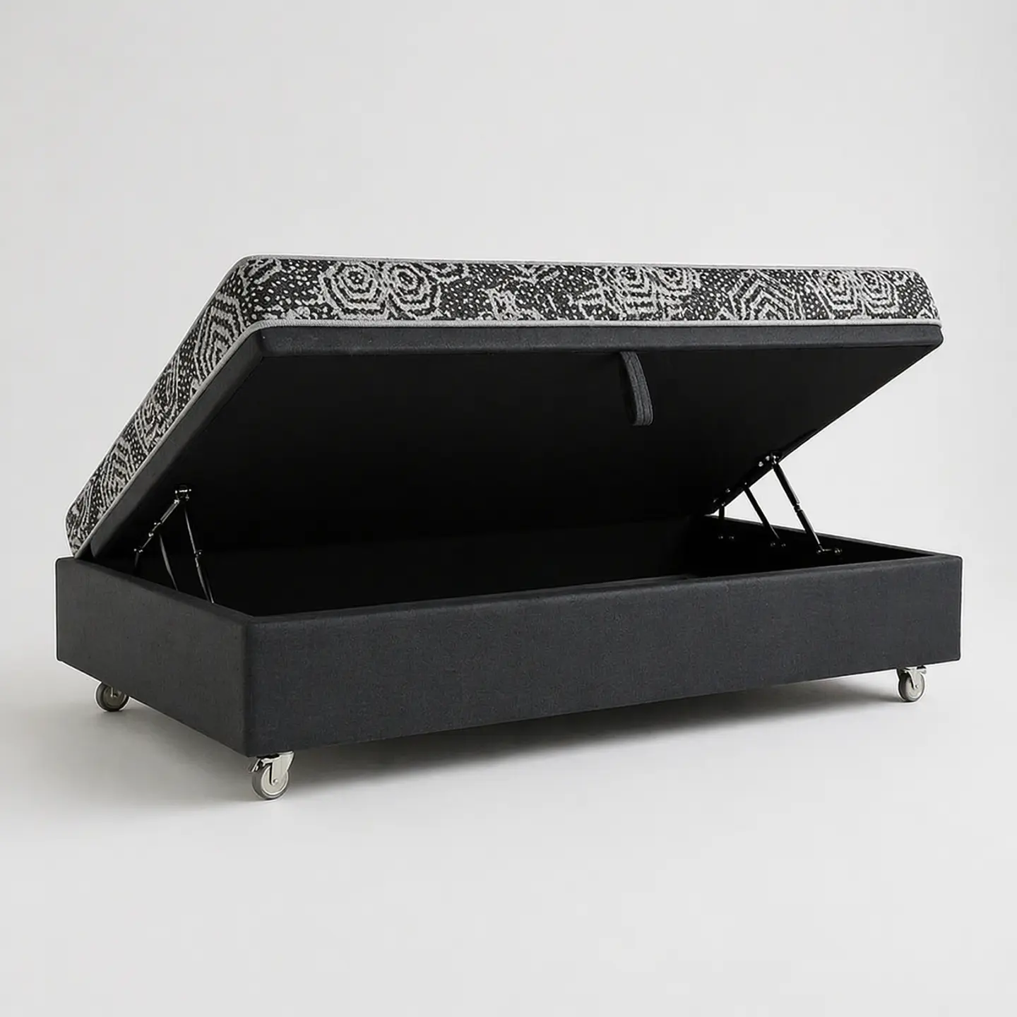 Cama Baul 1.5 Plaza + Colchon Modelo Ideal / Con Ruedas (Gris) 4