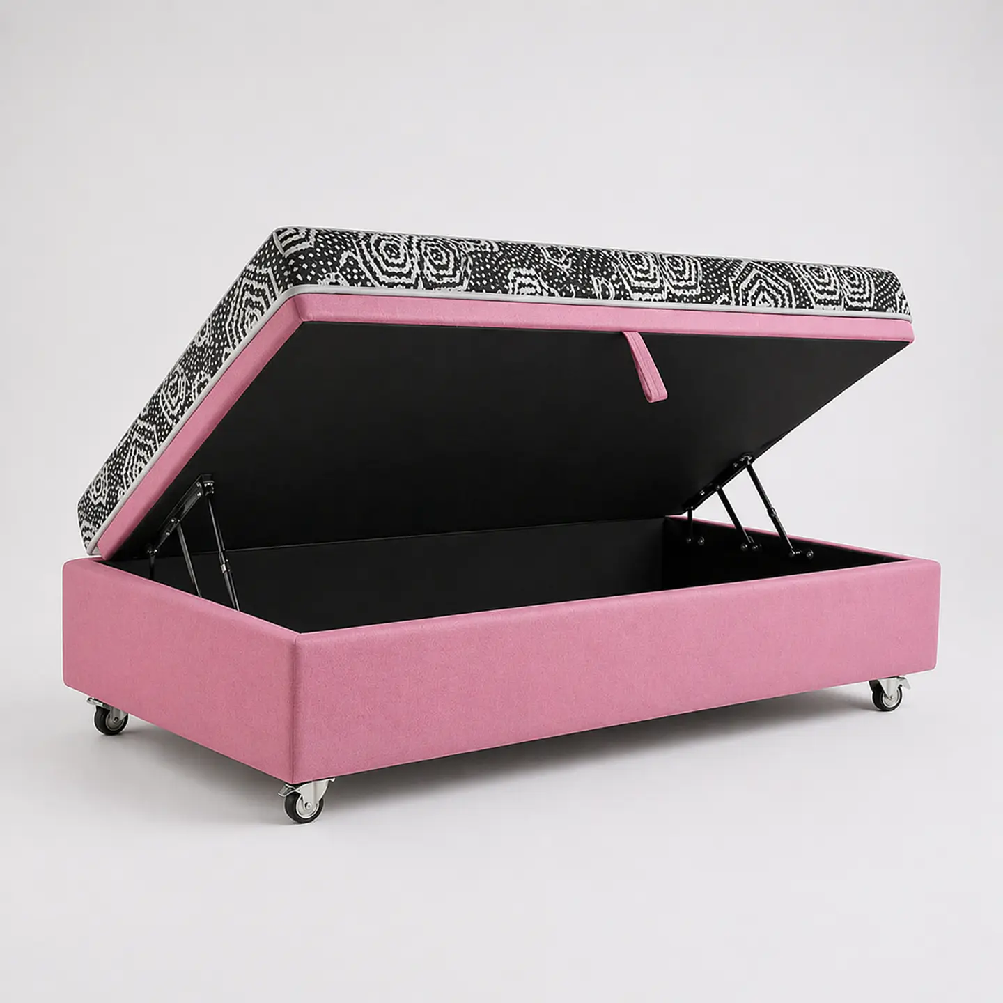 Cama Baul 1.5 Plaza + Colchon Modelo Ideal / Con Ruedas (Rosa) 6