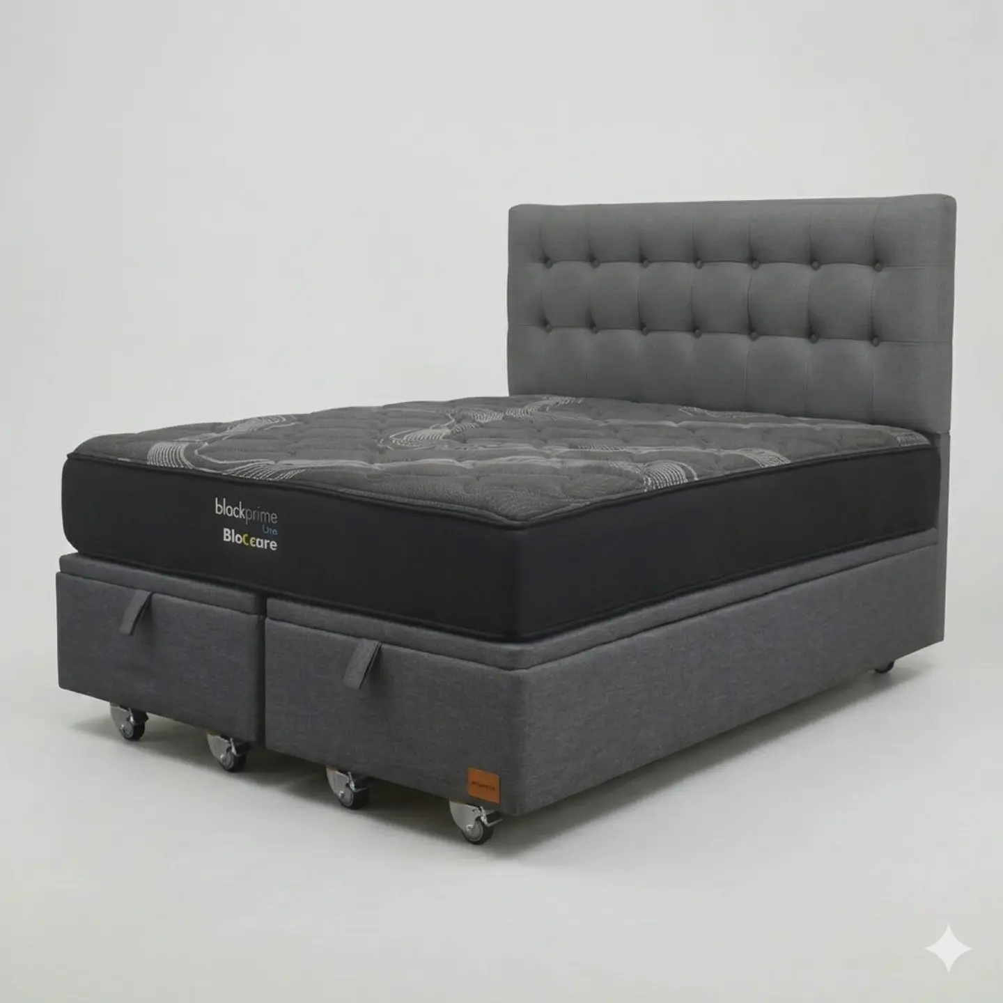 Cama Baul King - Colchon black prime + Respaldo BOTONNE PREMIUM / Ruedas 7