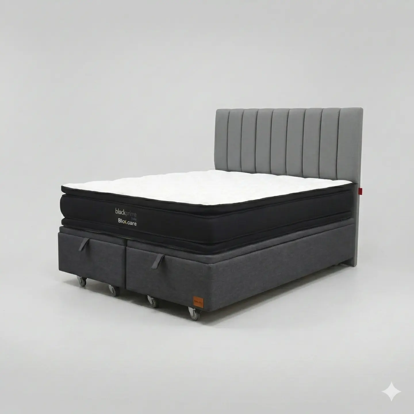 Cama Baul King - Colchon black prime + Respaldo TUBULAR  / Ruedas 17
