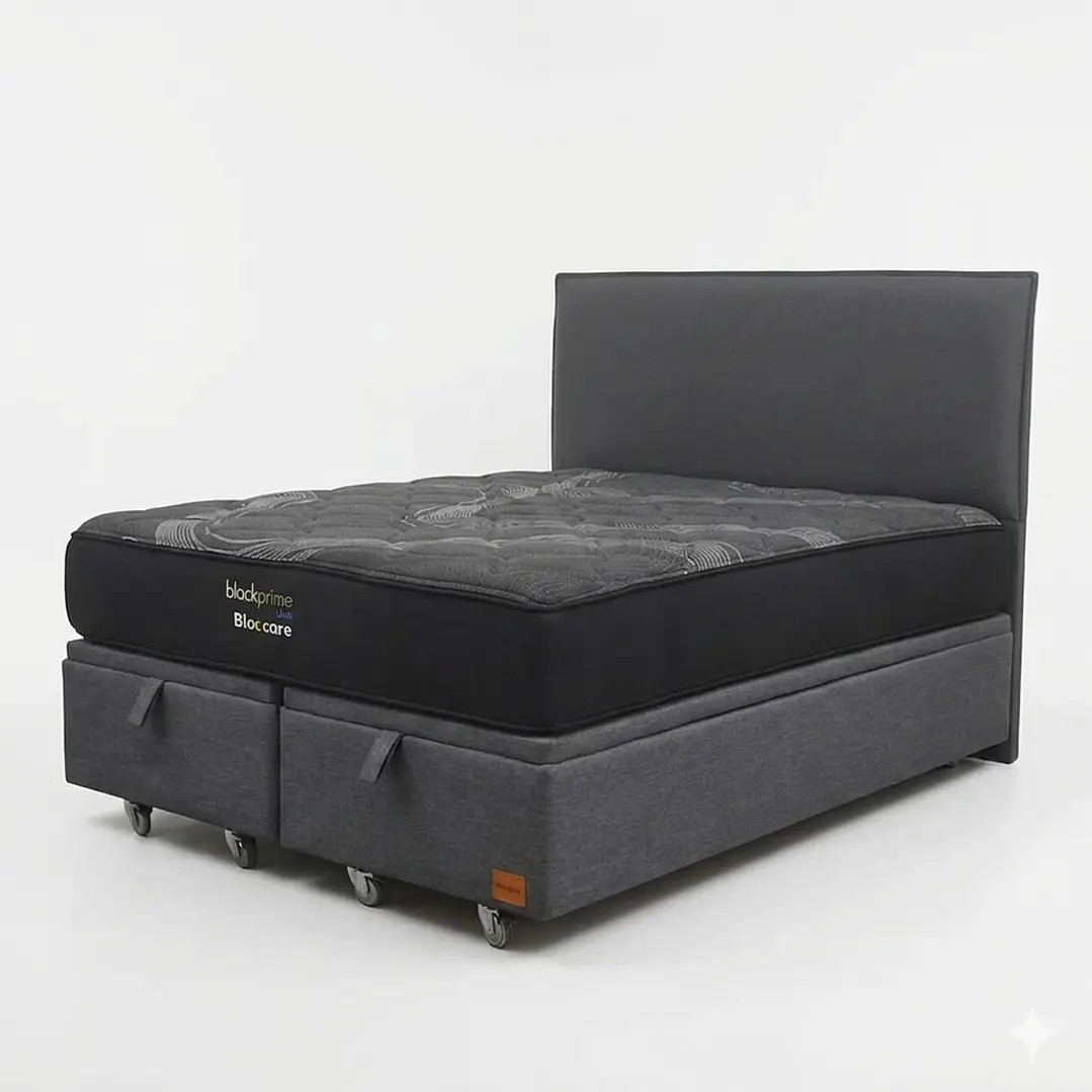 Cama Baul 2 Plazas - Colchon black prime + Respaldo LISO 5