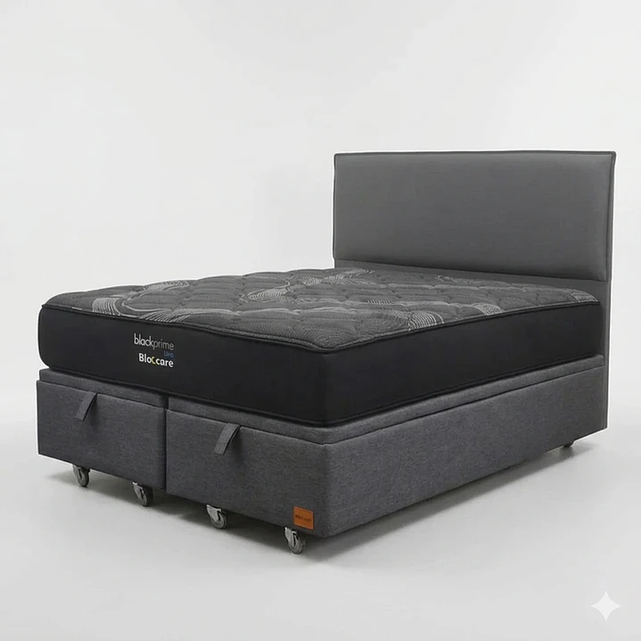 Cama Baul Super King - Colchon black prime + Respaldo LISO 3