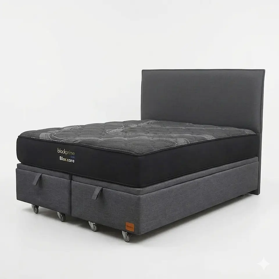 Cama Baul Super King - Colchon black prime + Respaldo LISO 7