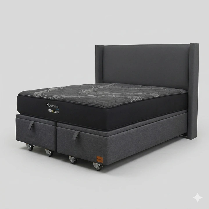 Cama Baul Super King - Colchon black prime + Respaldo LISO 13