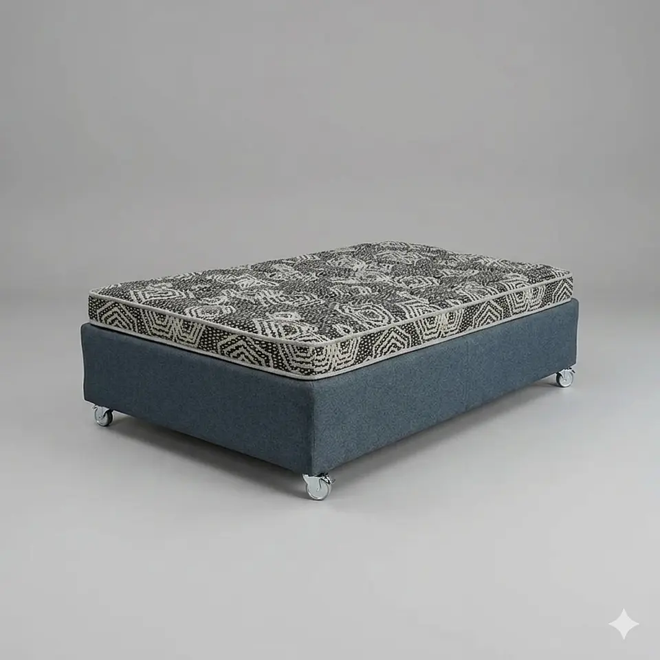 Cama 1 Plaza Box 30 cm + Colchon Modelo Ideal - Ruedas A Eleccion (Gris) 5