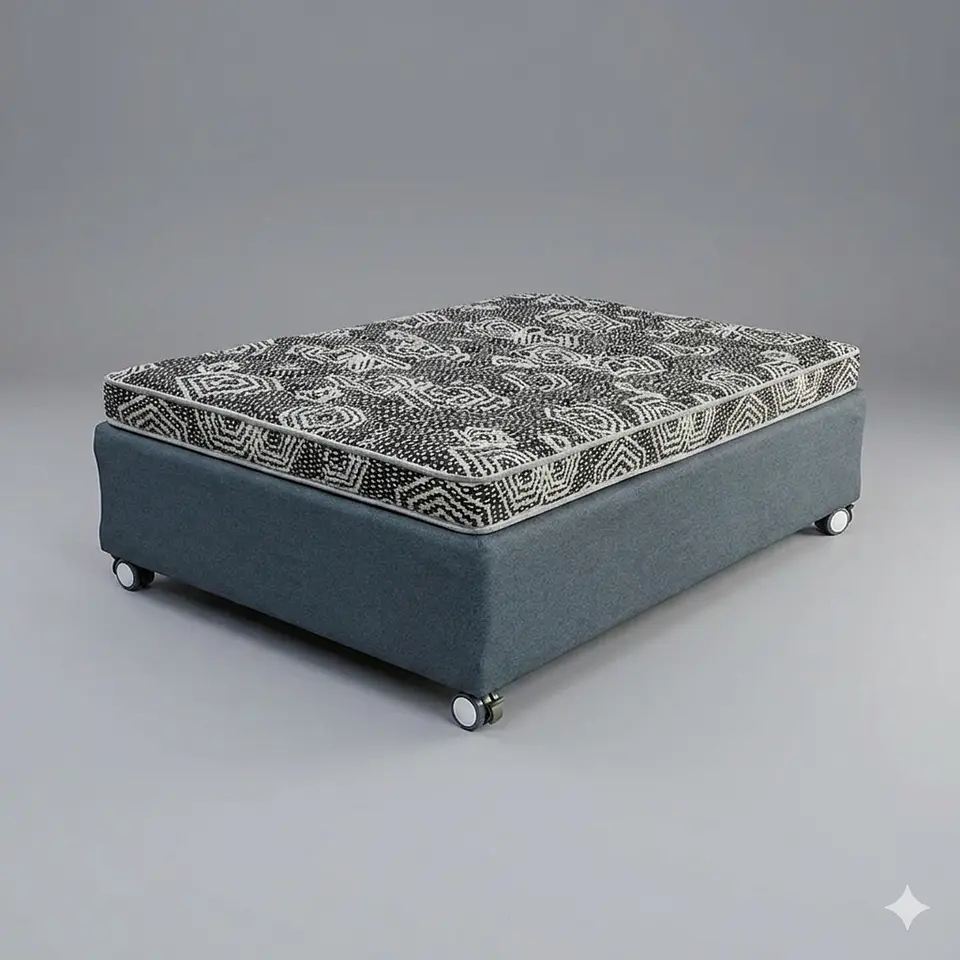 Cama 1 Plaza Box 30 cm + Colchon Modelo Ideal - Ruedas A Eleccion (Gris) 3