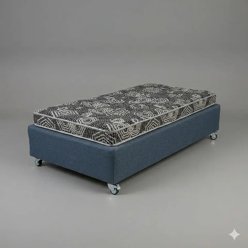 Cama 1 Plaza Box 30 cm + Colchon Modelo Ideal - Ruedas A Eleccion (Gris) 7