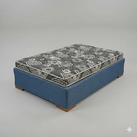 Cama 1.5 Plaza Box 30 cm + Colchon Modelo Ideal / Con Patas De Madera (Gris)