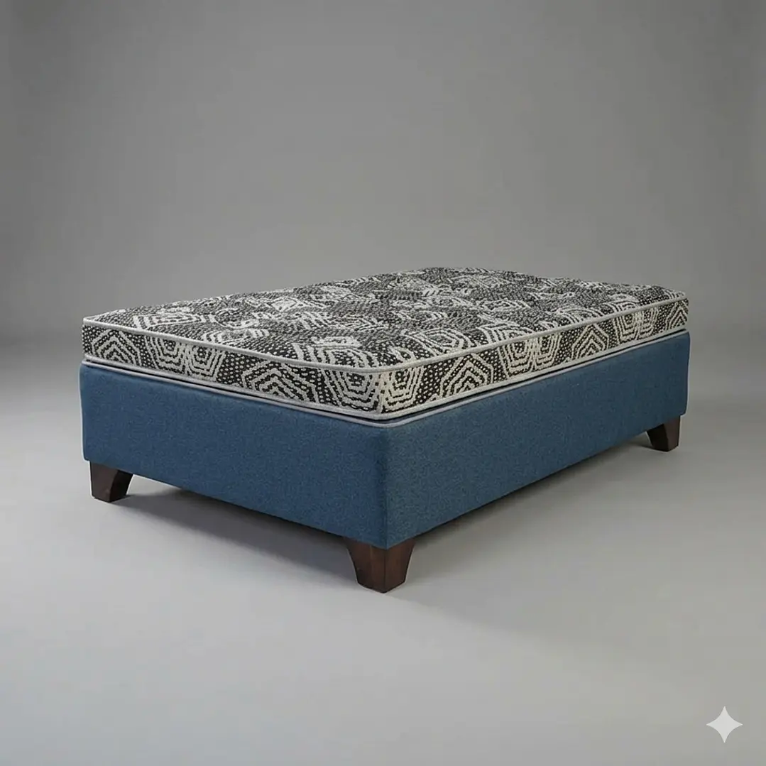 Cama 1.5 Plaza Box 30 cm + Colchon Modelo Ideal / Con Patas De Madera (Gris) 6